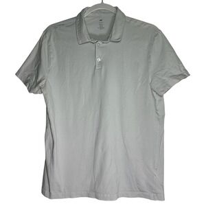 HM Mens Slim Fit Polo Shirt Light Grey Short Sleeve Cotton Stretch Size Medium